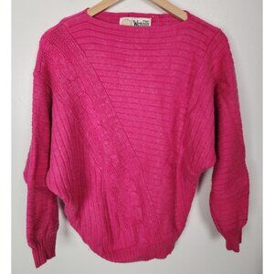 Vtg. Wenjilli Women's Sz. S Pink Asymmetrical Sweater